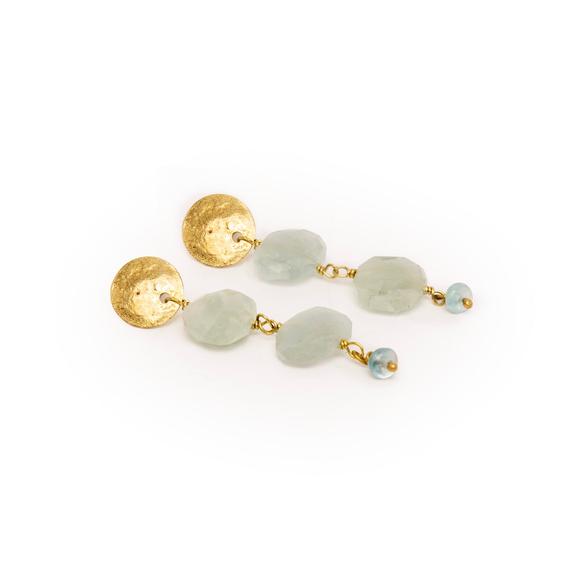 Coin and Aquamarines Earrings