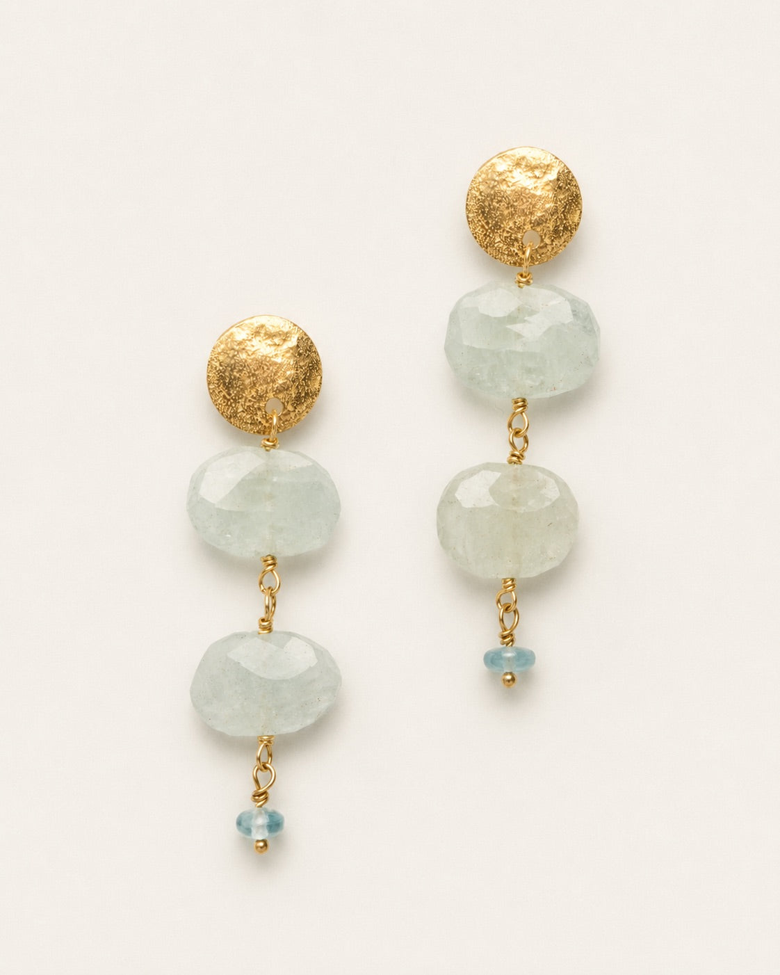 Coin and Aquamarines Earrings