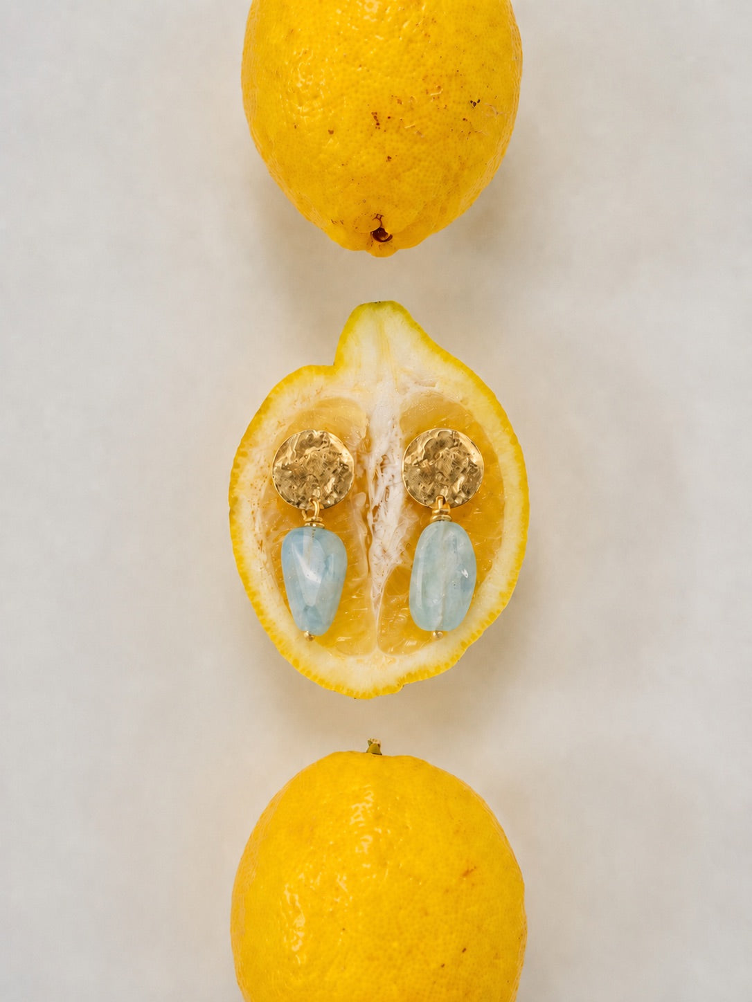 Coin Earrings with Aquamarine