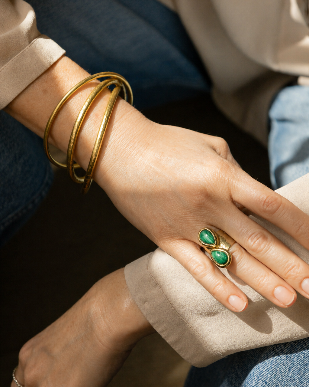 Two Drops Malachite Ring