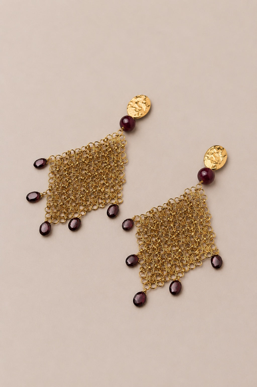 Pendientes Filigrana con granate