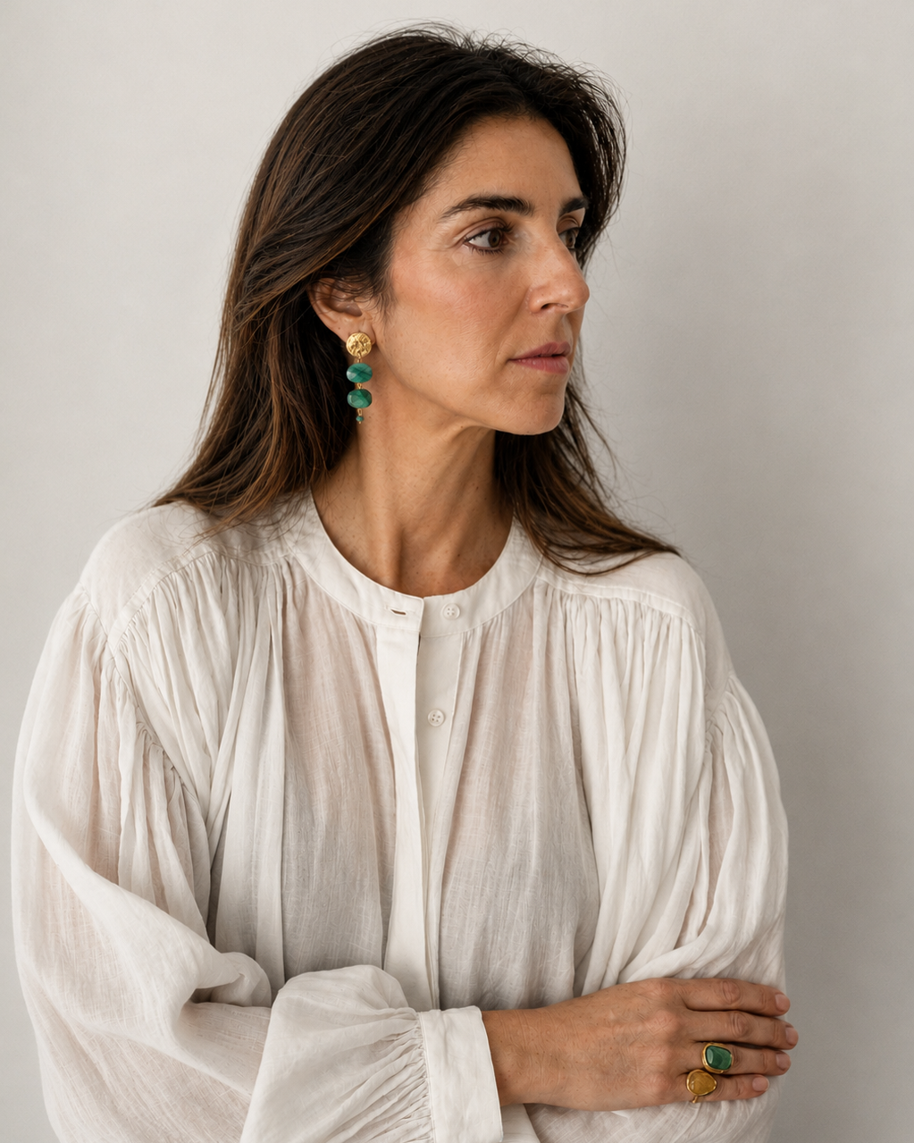 Coin Earrings with Malachite