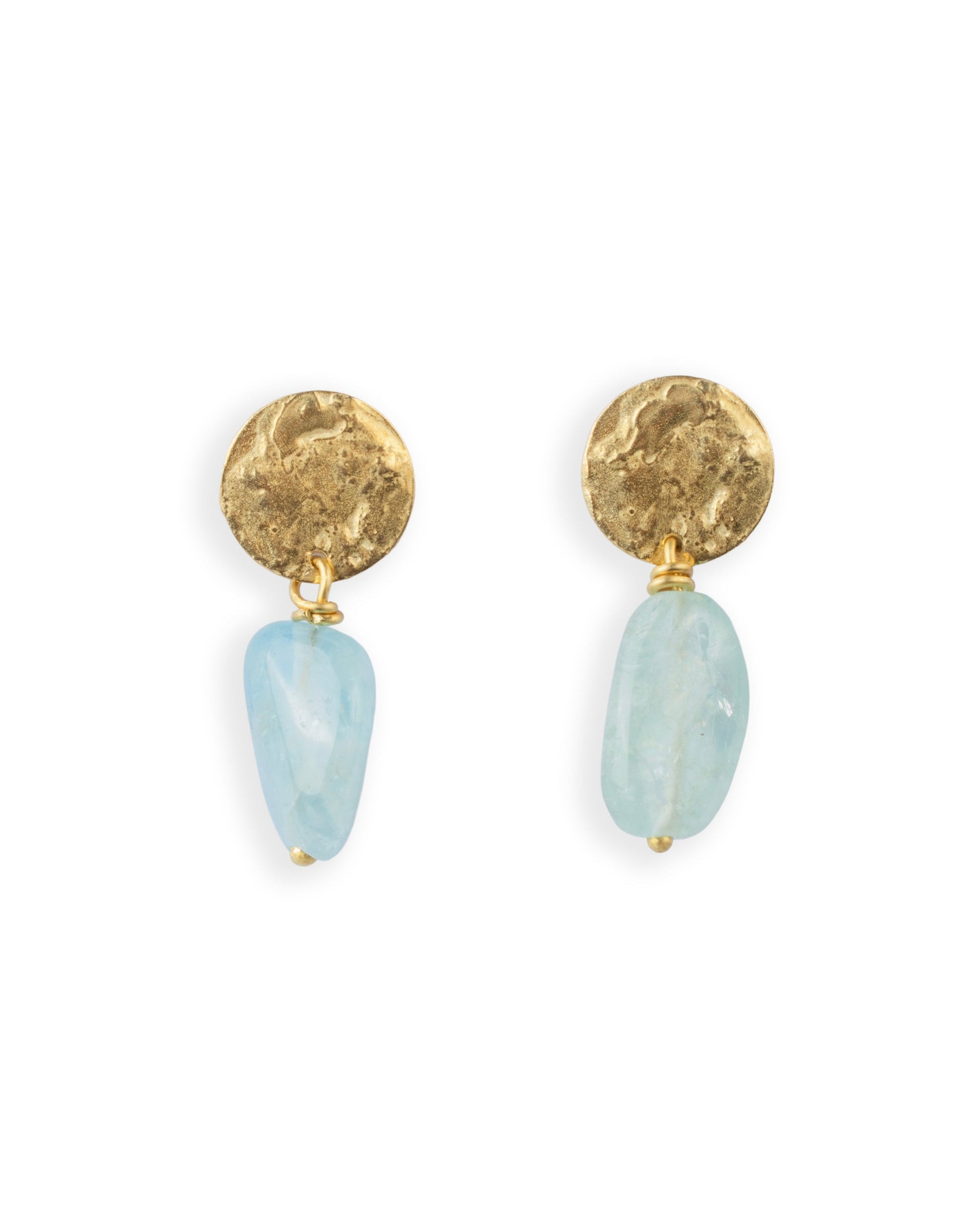 Coin Earrings with Aquamarine