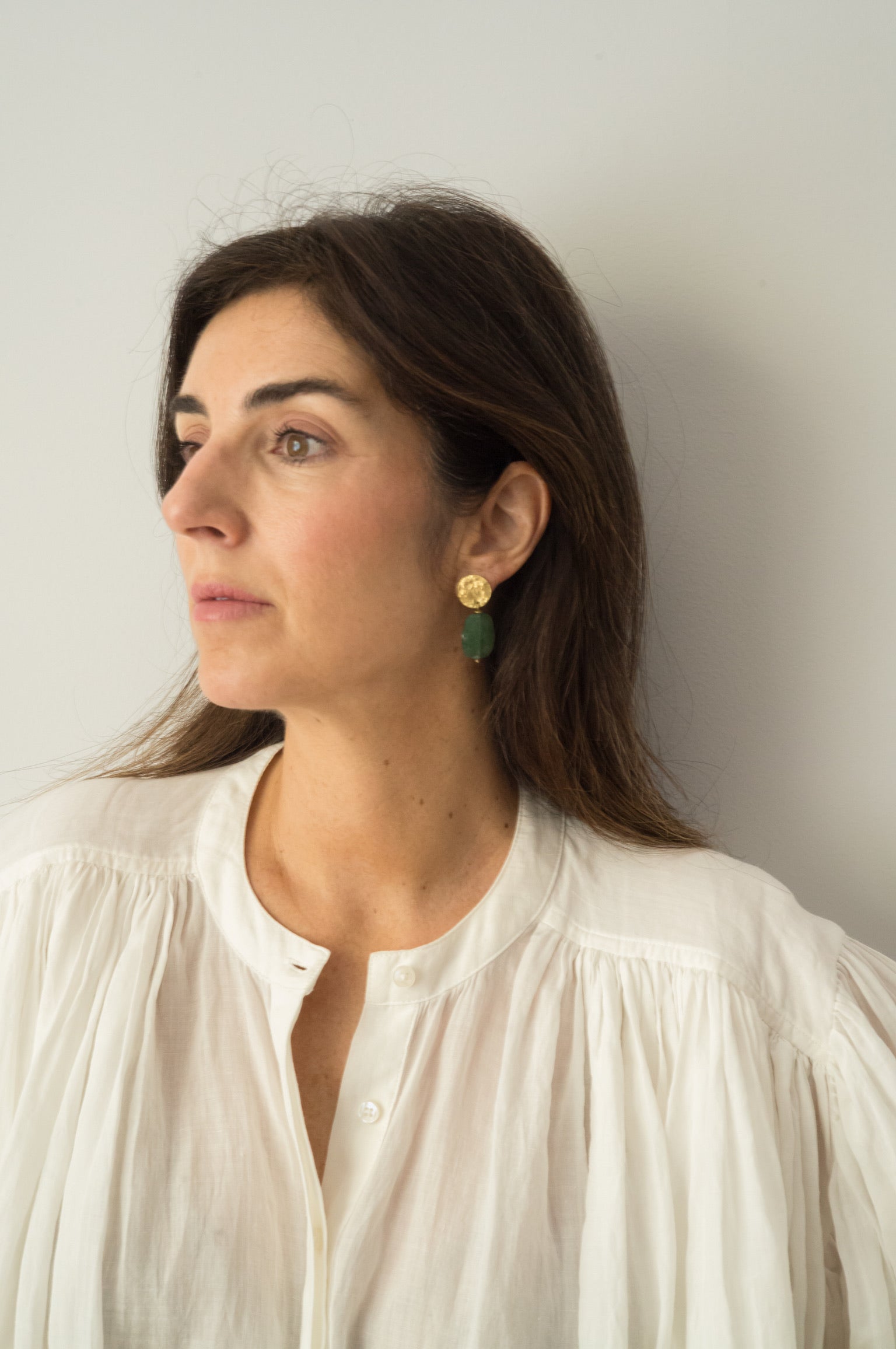 Pendientes Moneda con Cuarzo Verde