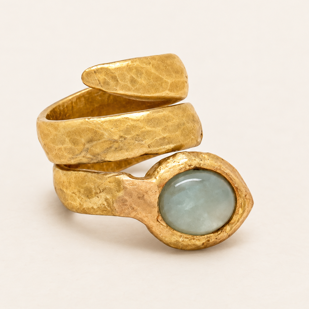 Aquamarine Snake Ring 