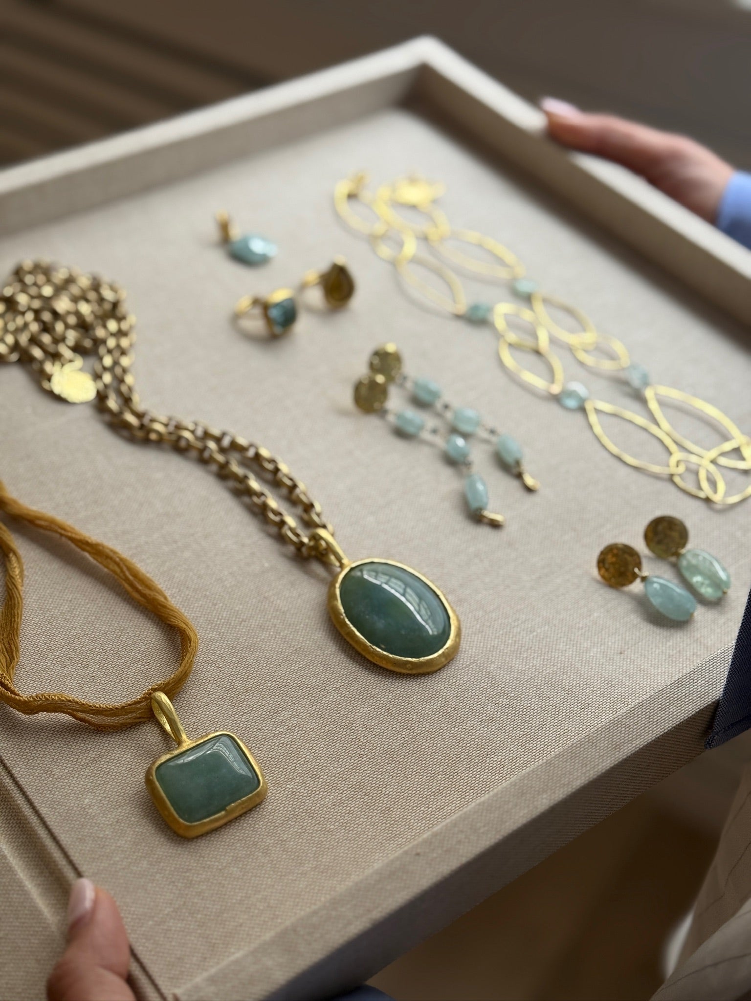 Necklace with Aquamarine Medallion