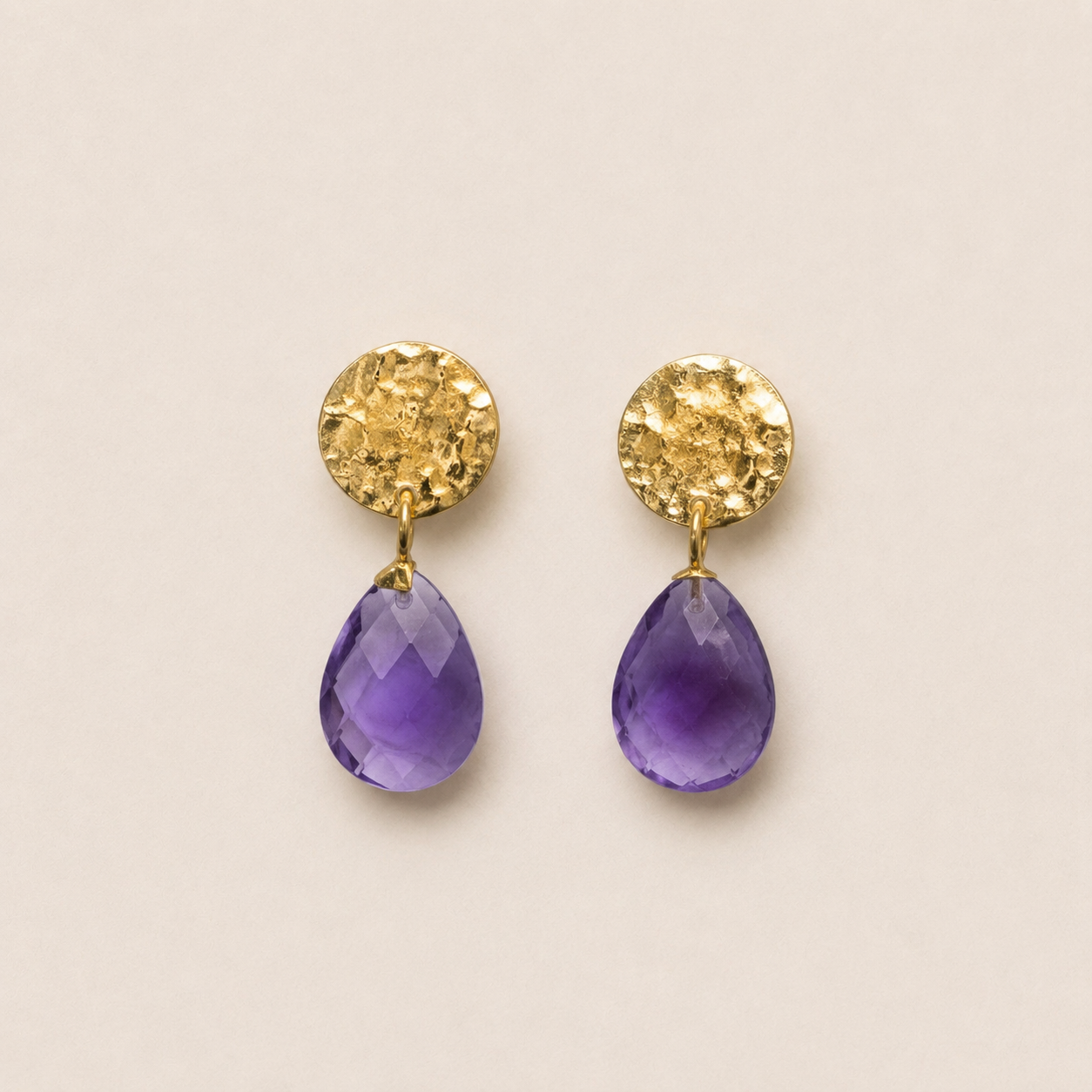 Coin Earrings with Amethyst