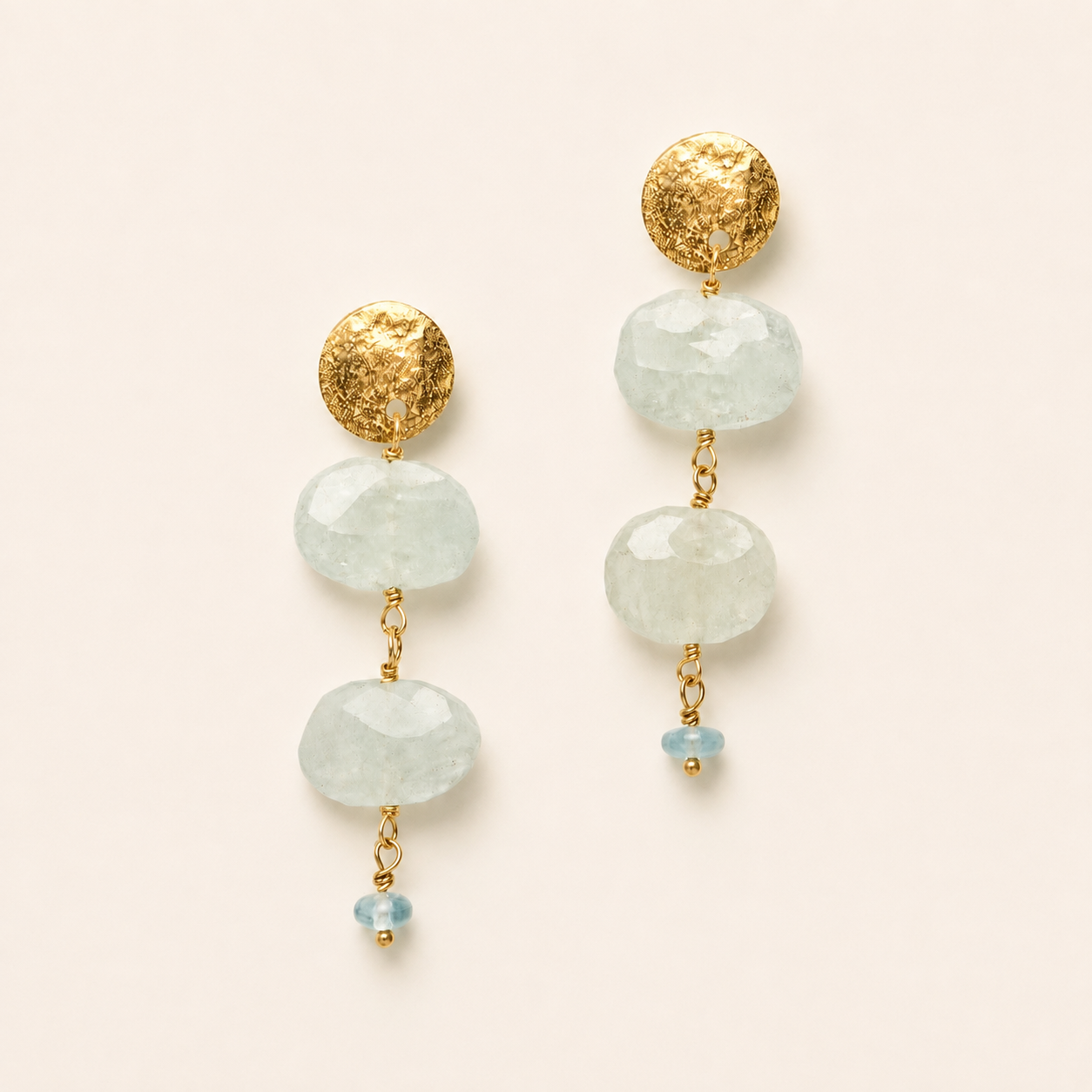 Pendientes Moneda y Aguamarinas