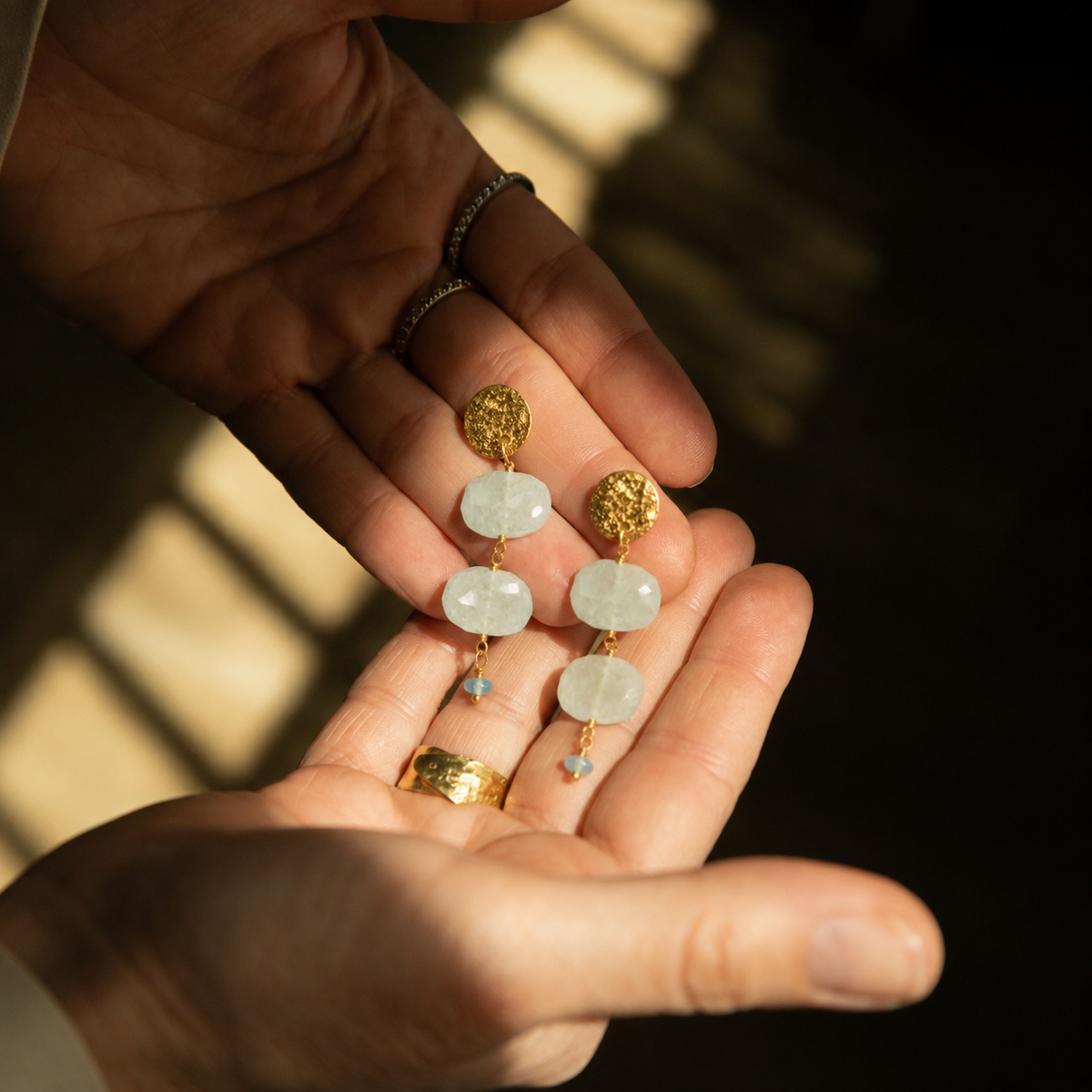 Pendientes Moneda y Aguamarinas
