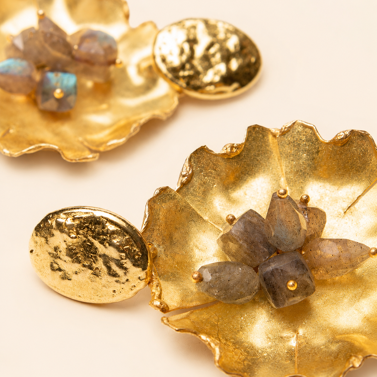 Pendientes Flor y Labradoritas