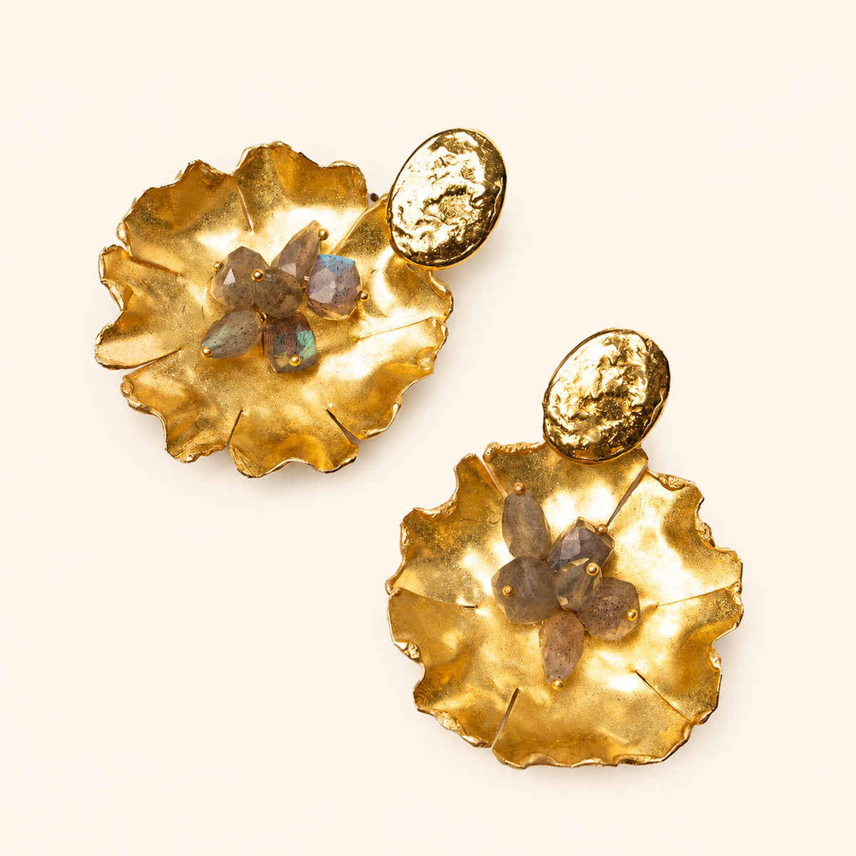 Pendientes Flor y Labradoritas