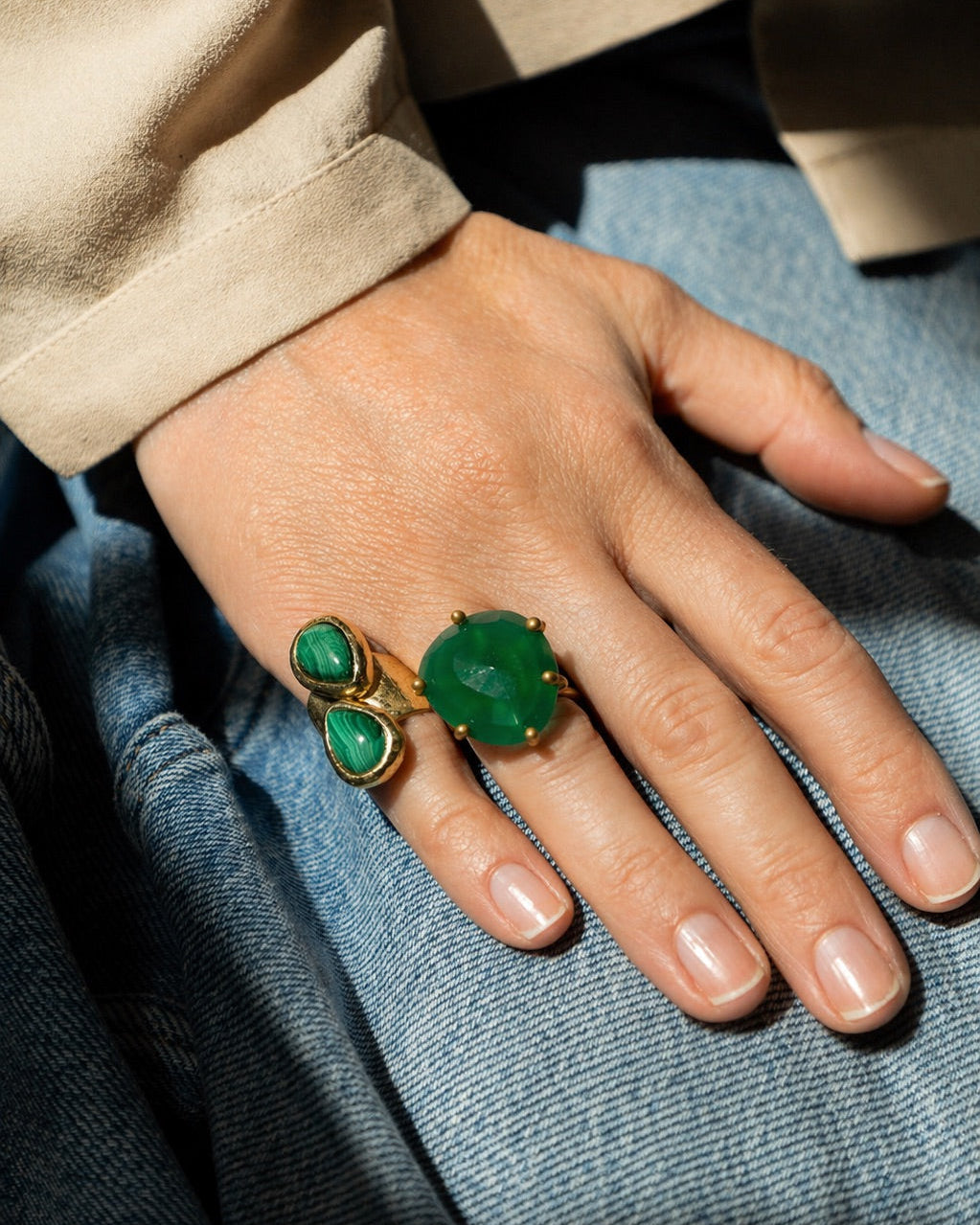 Two Drops Malachite Ring