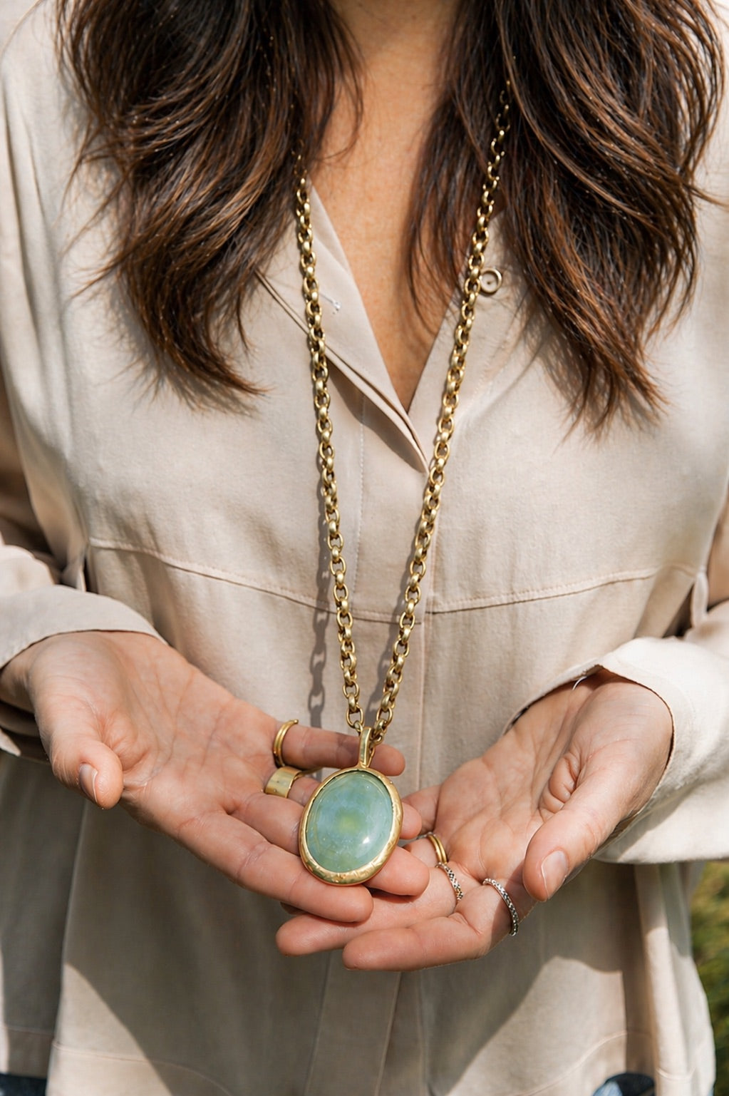 Necklace with Aquamarine Medallion