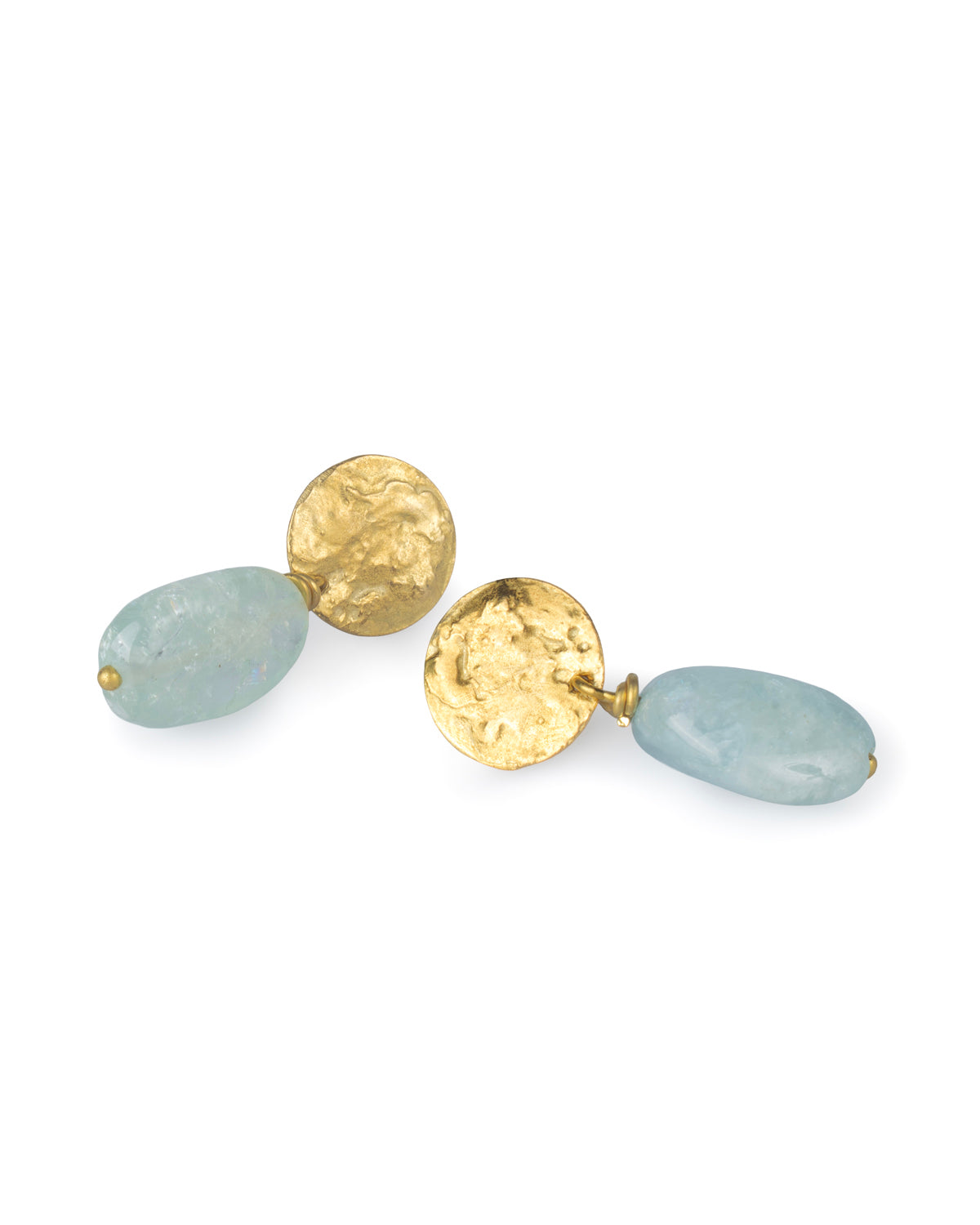 Coin Earrings with Aquamarine