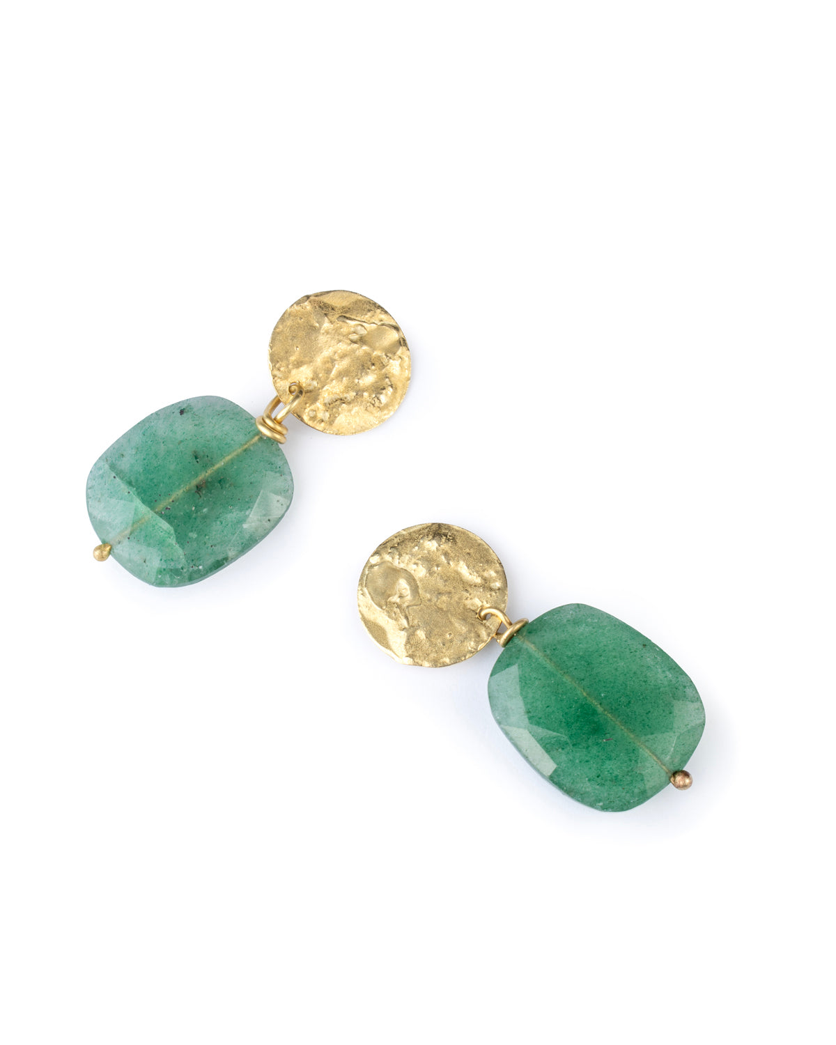 Pendientes Moneda con Cuarzo Verde
