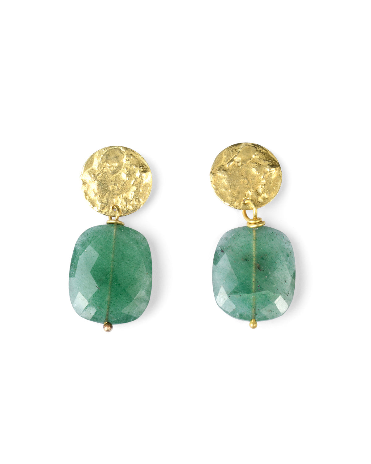 Pendientes Moneda con Cuarzo Verde