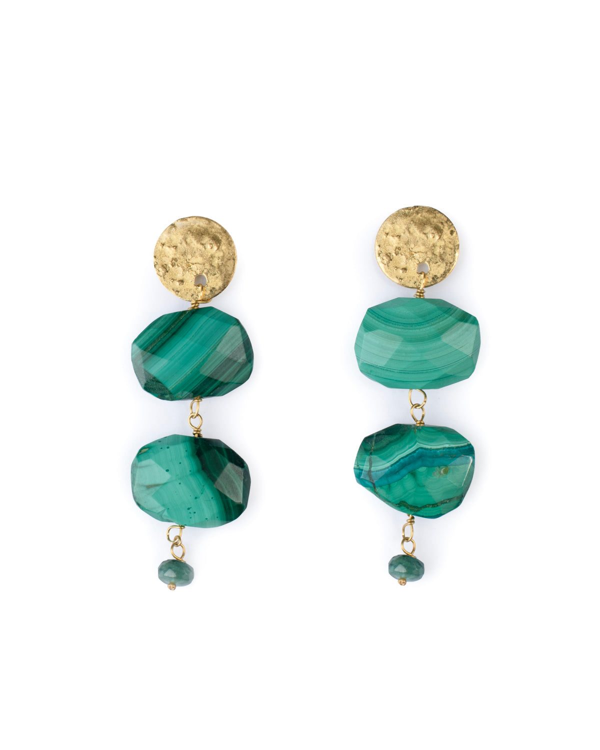 Coin Earrings with Malachite