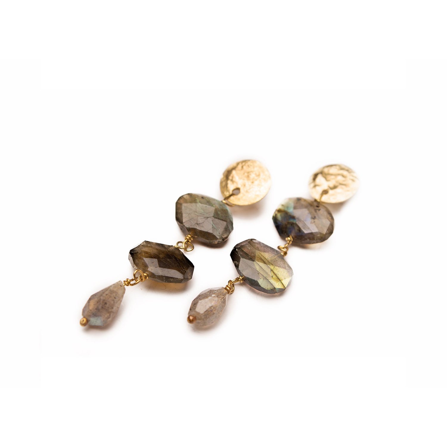 Pendientes Moneda y Labradoritas