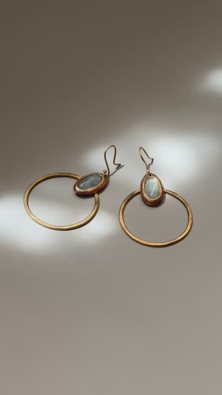 Hoop Earring with Aquamarine