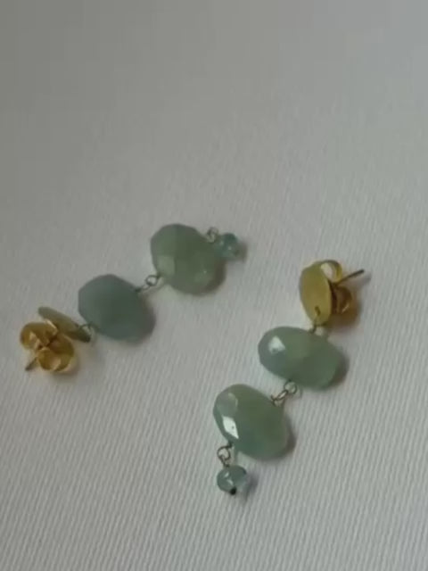 Coin and Aquamarines Earrings
