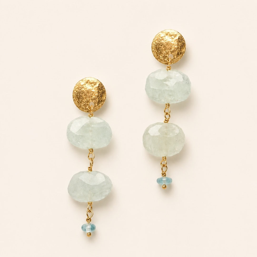 Pendientes Moneda y Aguamarinas