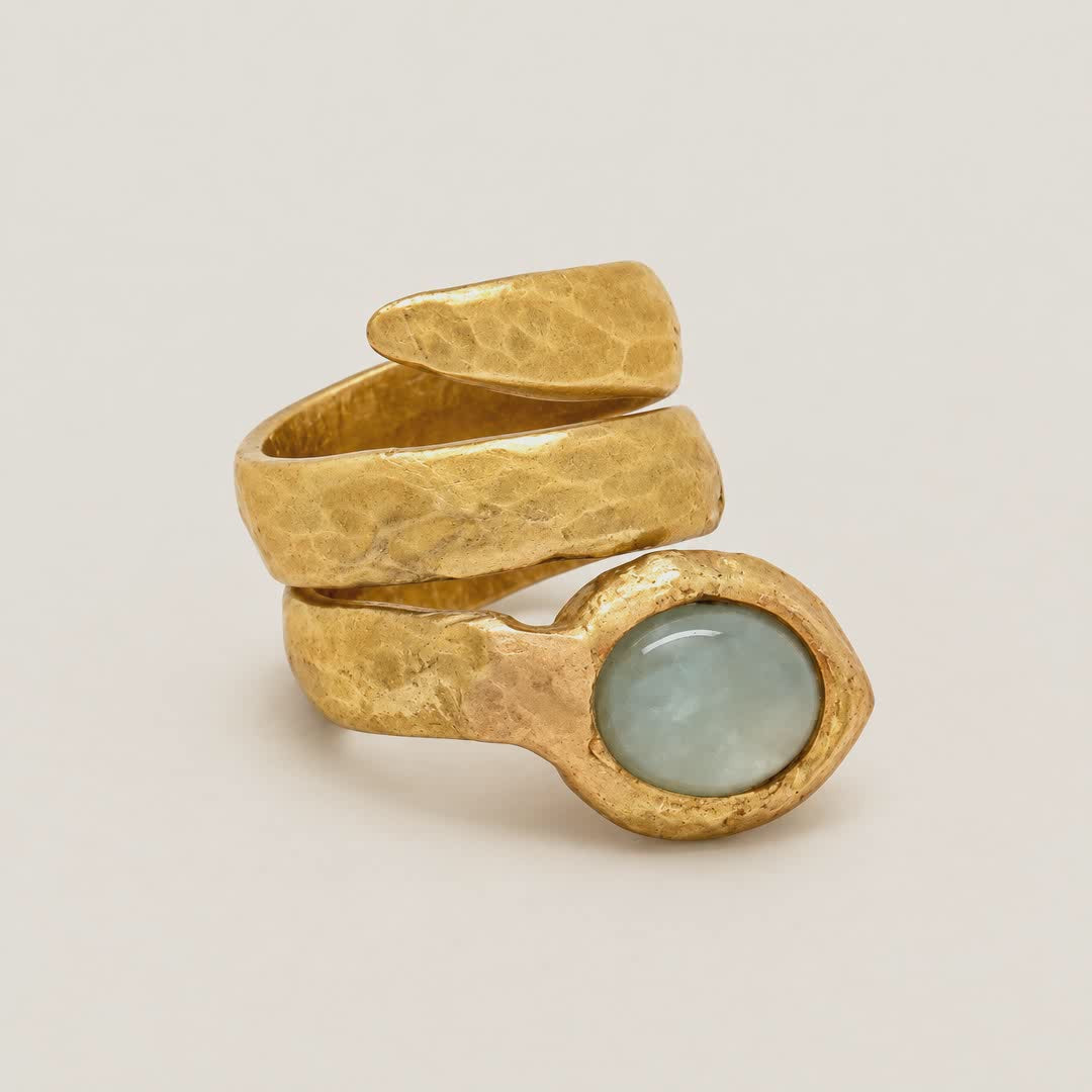 Aquamarine Snake Ring 