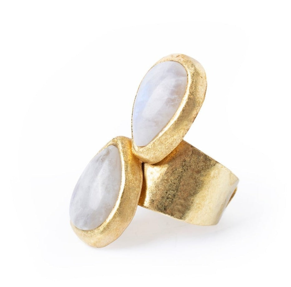 Anillo Dos Gotas Moonstone