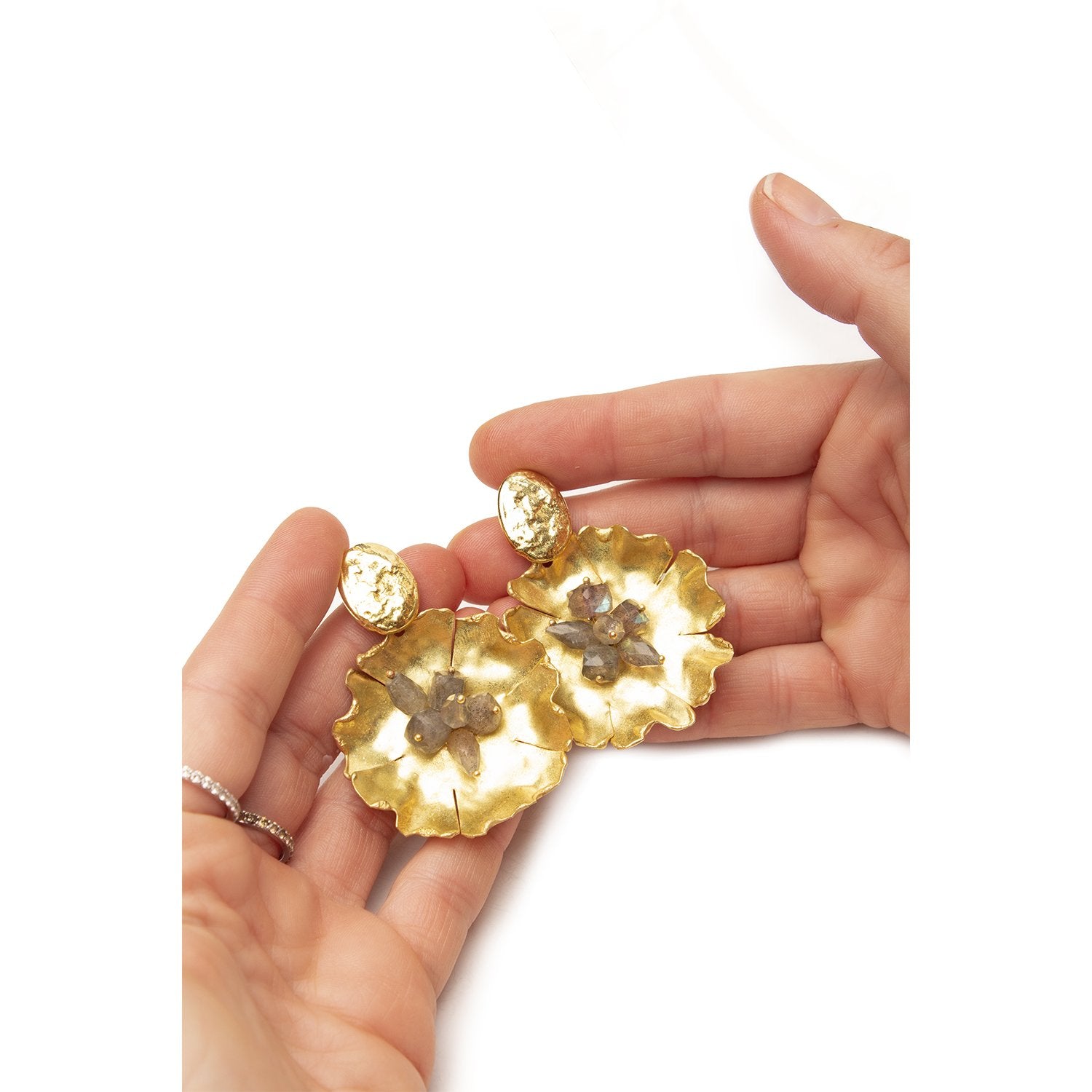 Pendientes Flor y Labradoritas